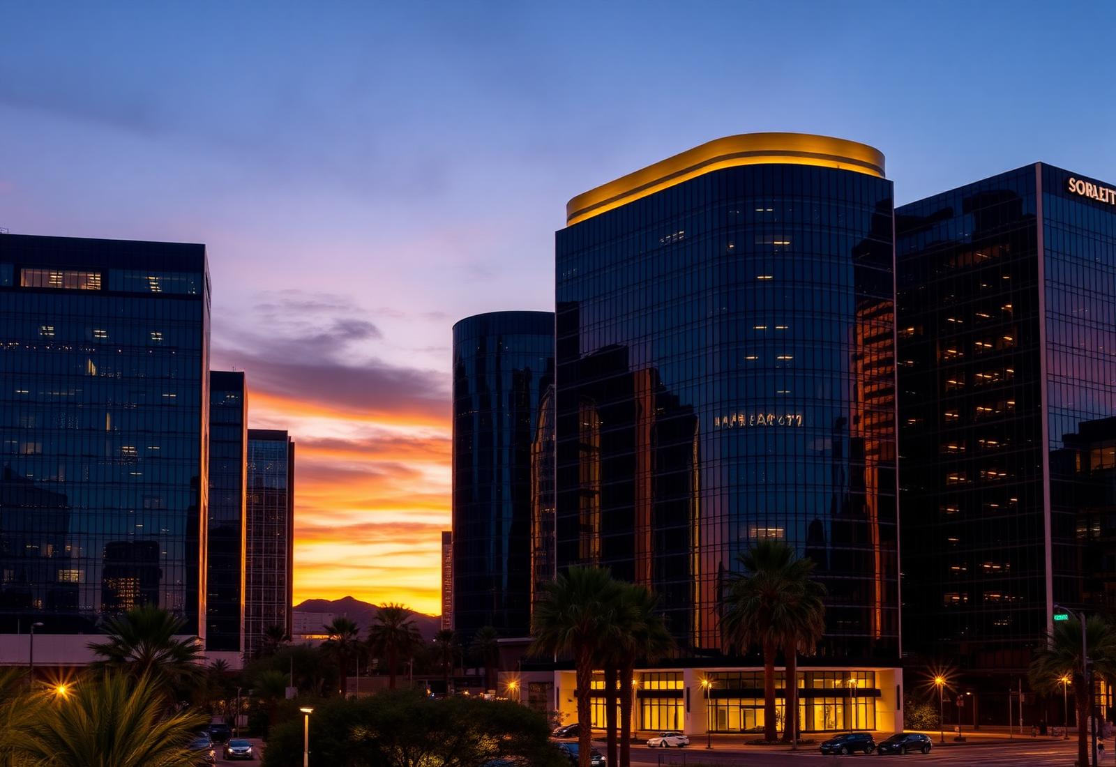 Phoenix business district at twilight